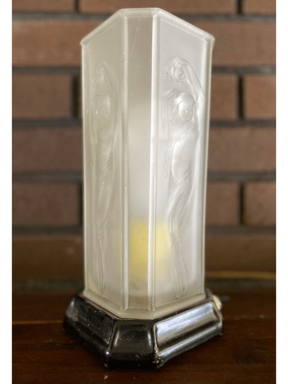 Vintage Tiffin #16265 Art Deco Nude Lady Dancing Glass Torchiere Lamp with Embos - Picture 3 of 8